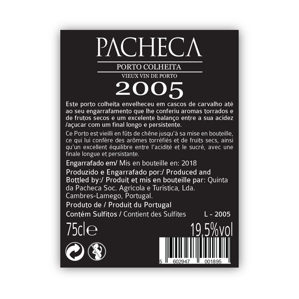 Pacheca Porto Colheita Single Harvest Tawny 2005 - Quinta da Pacheca - Douro Valley