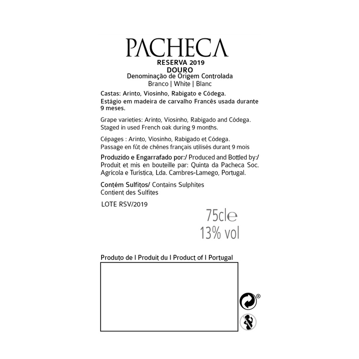 Pack 12x Bottles Pacheca Reserva White 2023 (free delivery)